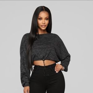 NWT! Black elastic draw-string crop sweatshirt 🖤